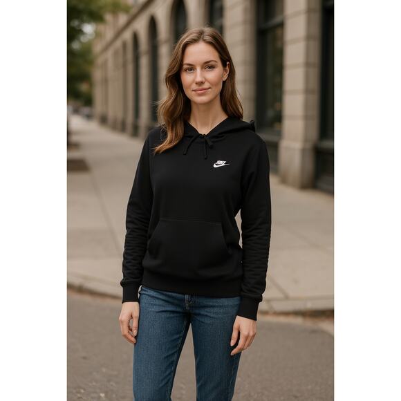 NWT Nike Women's Sportswear Club Fleece Pullover Hoodie Hoodie Black XS - Picture 1 of 8